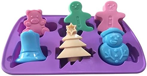 Allforhome 6 Kaviteler Noel Çan Sknowman Ağacı silikon kek Pişirme Kalıp Sabun dıy Kalıpları Polimer Kil kek kalıpları