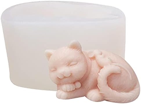 Mum Yapımı Kalıpları Kedi Sabunu Kalıbı, 3D Uyuyan Kedi Sabunu Kalıbı, Mum Silikon Kalıbı Mum Sabunu Yapımı için Silikon