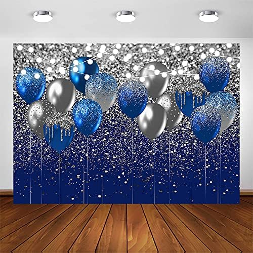 Avezano Kraliyet Mavi Glitter Zemin için Doğum Günü Düğün Balo Mezuniyet Fotoğraf Arka Plan Parti Glitter Mavi Balon