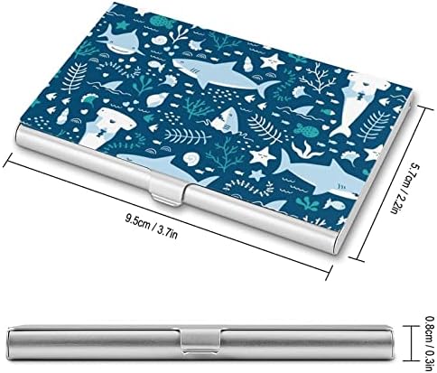 Sevimli Köpekbalıkları İş kartlıklı cüzdan Erkekler ve Kadınlar için Cep Metal İnce isim kartı Durumda 3.7x2.2x0.