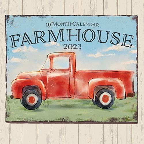 Çiftlik Evi 2023 Asılabilir Duvar Takvimi-12” x 24 Açık-Vintage Çiftçi Pazarı Tabelaları-Kamyon ve Ahır Fotoğrafı
